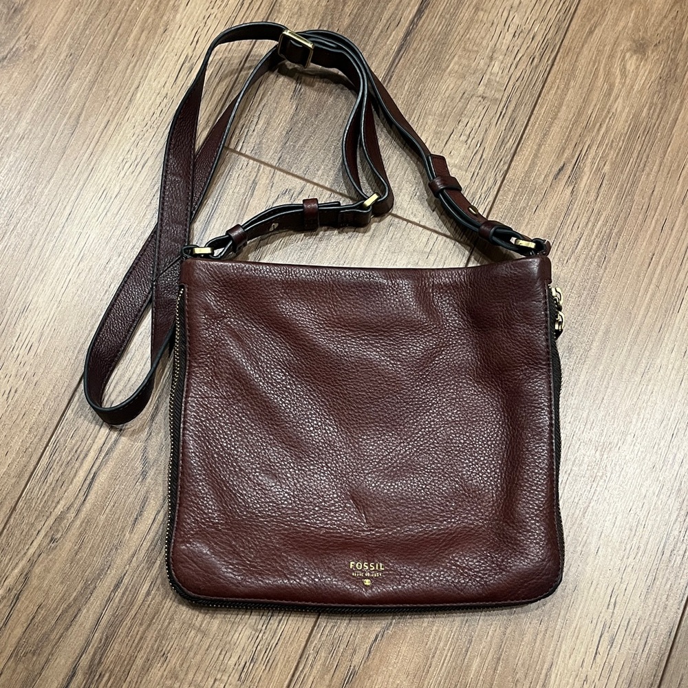 Fossil Dark Brown Leather cross body bag